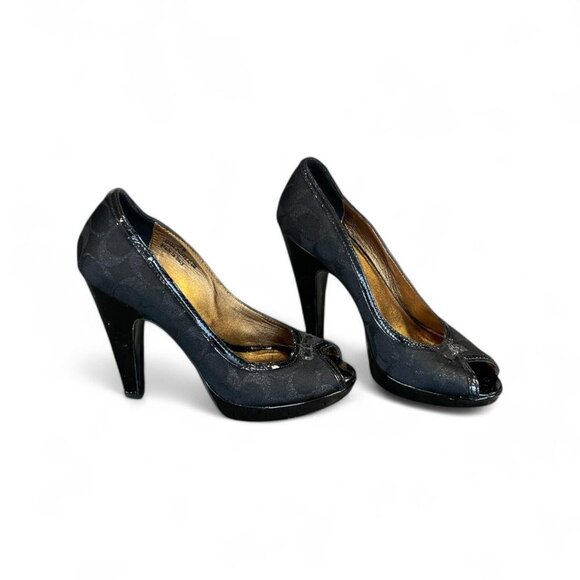 Y 2 K Coach Peep Toe Heels Womens Size 7 - Picture 1 of 5